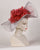 0529FESP Faye, sisal crown/sinamay brim, grey with scarlet