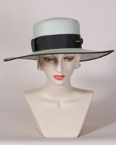 0565WSPA Wide Brim Sailor, Panama straw, mint with black