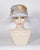 0744ELSP Elizabeth, sisal crown/sinamay brim, old gold/white