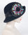 0867CWV Cloche, velour, black with multi