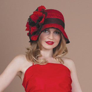 7222ADLS Andrea, scarlet with black