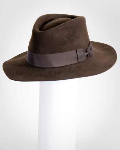 F0377 David, suded finish felt, dk brown, 2 3/4" brim, Headsize 22 1/2"