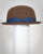 F0390 Bowler, suded finish felt, brandy with navy, 1 1/2" brim, Headsize 22 3/4"