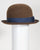 F0390 Bowler, suded finish felt, brandy with navy, 1 1/2" brim, Headsize 22 3/4"